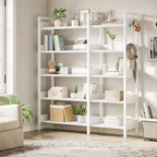 GustoWave Étagère de rangement en forme de L de 167 cm, étagère d'angle convertible à 5 niveaux Étagère de rangement/bibliothèque Noir/Blanc