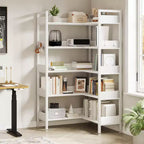 GustoWave Étagère de rangement en forme de L de 167 cm, étagère d'angle convertible à 5 niveaux Étagère de rangement/bibliothèque Noir/Blanc