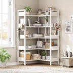 GustoWave Étagère de rangement en forme de L de 167 cm, étagère d'angle convertible à 5 niveaux Étagère de rangement/bibliothèque Noir/Blanc