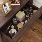 Famapy Grande table de chevet vintage en bois à 3 tiroirs
