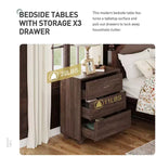Famapy Grande table de chevet vintage en bois à 3 tiroirs