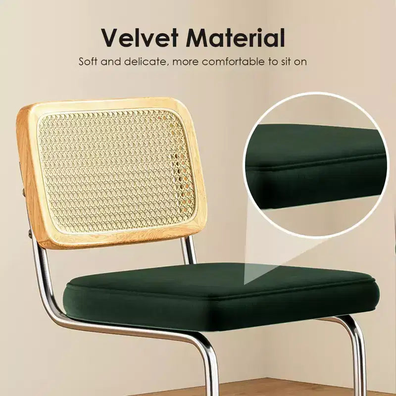 PexFix Lot de 2 tabourets de bar à hauteur de comptoir, tabourets de bar en velours rembourrés avec dossier en rotin, chaises de bar sans accoudoirs de 61 cm pour îlot de cuisine, vert noirâtre