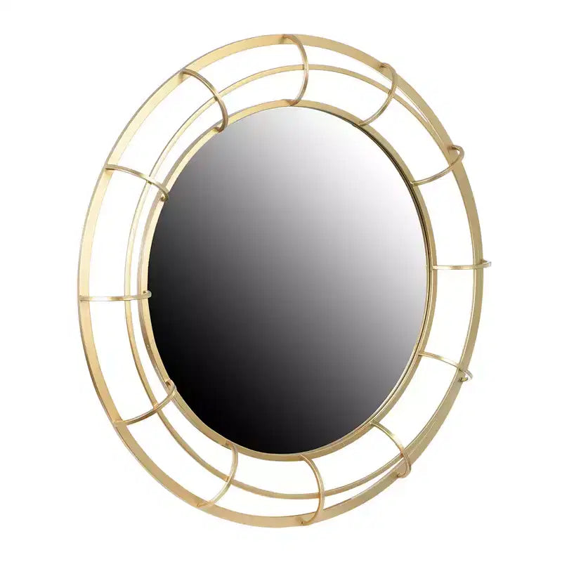 Miroir mural rond encadré de fil métallique Storied Home, doré