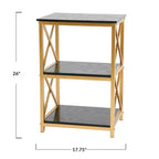 Table d'appoint à 3 niveaux en métal et bois recyclé, noir et or