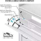 Meuble à chaussures blanc de 123 cm avec 4 tiroirs basculants, rangement d'entrée grande capacité avec pieds en métal, organisateur de chaussures moderne anti-basculement
