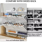 Meuble à chaussures blanc de 123 cm avec 4 tiroirs basculants, rangement d'entrée grande capacité avec pieds en métal, organisateur de chaussures moderne anti-basculement
