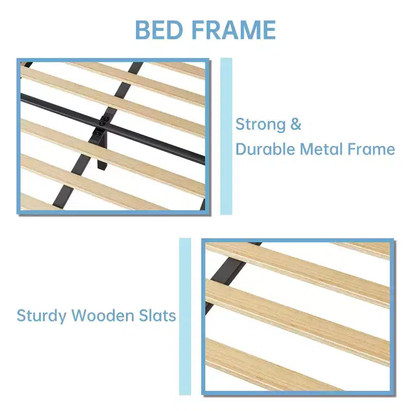 Cadre de lit plateforme double matelassé en velours GustoWave, avec tête de lit réglable en hauteur
