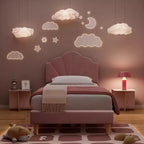 Cadre de lit plateforme double matelassé en velours GustoWave, avec tête de lit réglable en hauteur