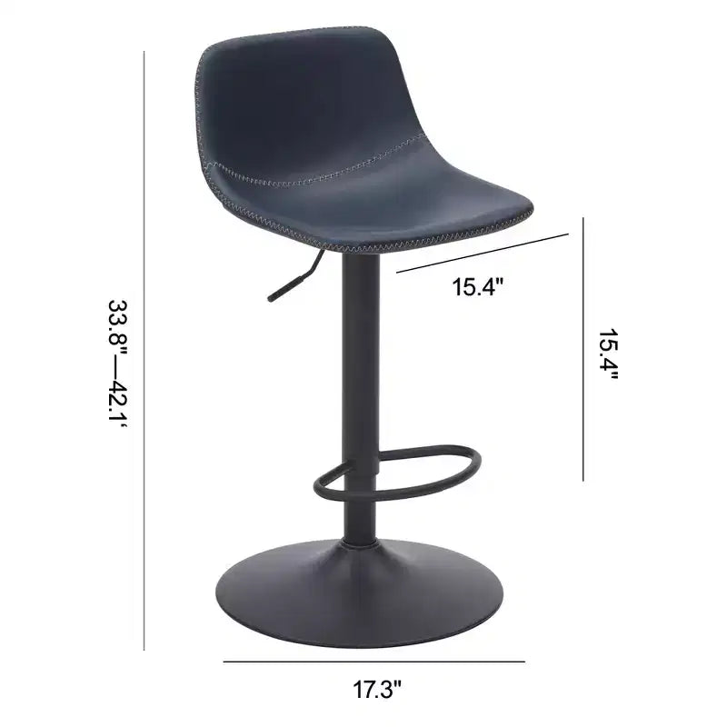 MAYEERTY Tabourets de Bar Bleus Pivotants Lot de 2, Réglables avec Dossier et Repose-Pieds pour Îlot de Cuisine