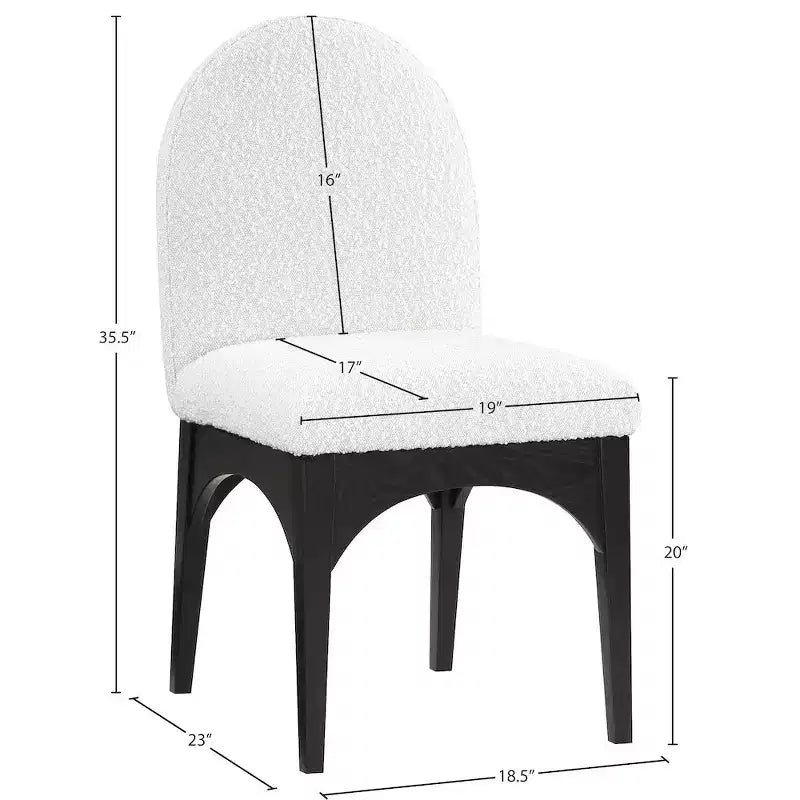Meridian Furniture, Chaise de salle à manger Waldorf en tissu bouclé
