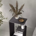 Zeus et Ruta : Table moderne haut de gamme de 63,5 cm avec étagères de rangement ouvertes