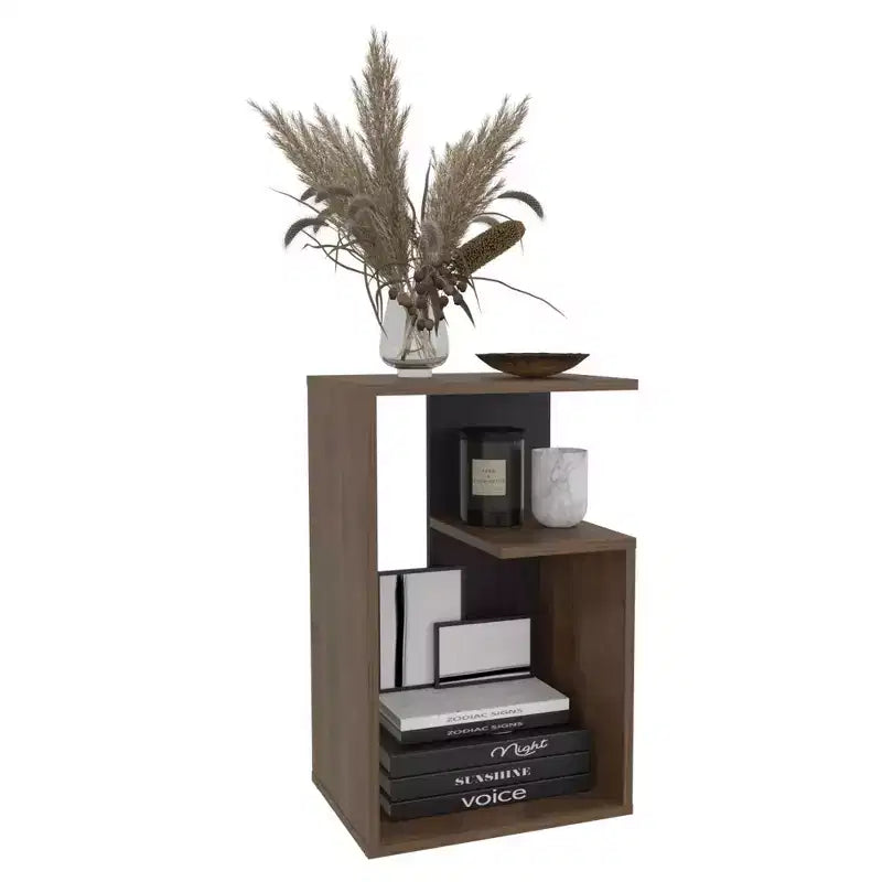 Zeus et Ruta : Table moderne haut de gamme de 63,5 cm avec étagères de rangement ouvertes