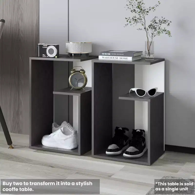 Zeus et Ruta : Table moderne haut de gamme de 63,5 cm avec étagères de rangement ouvertes
