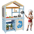 Mud Kitchen for Kids Outdoor, Wooden Play Kitchen with Canopy, Faucet, Sink, Chalkboard, Hanging Hooks, Gifts for Boys and Girls Ages 3+