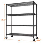 Étagère métallique de rangement robuste avec roulettes, 2500 lb, certifiée NSF