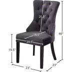Meridian Furniture, Nikki, chaise de salle à manger en velours, ensemble de 2