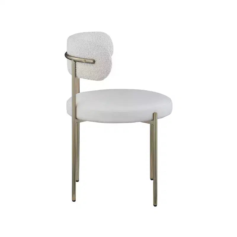 Meridian Furniture, Chaises de salle à manger Beacon en cuir vegan et tissu bouclé, lot de 2