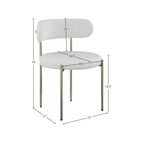 Meridian Furniture, Chaises de salle à manger Beacon en cuir vegan et tissu bouclé, lot de 2