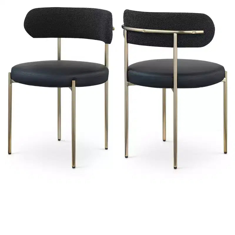 Meridian Furniture,Beacon Vegan Leather and Boucle Fabric Dining Chair, Set of 2