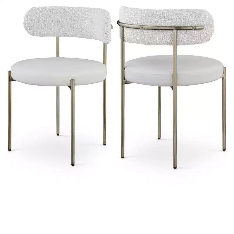 Meridian Furniture, Chaises de salle à manger Beacon en cuir vegan et tissu bouclé, lot de 2