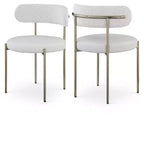 Meridian Furniture, Chaises de salle à manger Beacon en cuir vegan et tissu bouclé, lot de 2