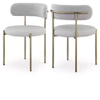 Meridian Furniture, Chaises de salle à manger Beacon en cuir vegan et tissu bouclé, lot de 2