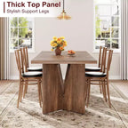 CuisinSmart Table à manger 180 cm pour 6 personnes, table de cuisine rectangulaire de style rustique avec cadre robuste, bureau long et table de dîner en bois épaissi