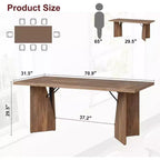 CuisinSmart Table à manger 180 cm pour 6 personnes, table de cuisine rectangulaire de style rustique avec cadre robuste, bureau long et table de dîner en bois épaissi