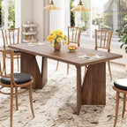 CuisinSmart Table à manger 180 cm pour 6 personnes, table de cuisine rectangulaire de style rustique avec cadre robuste, bureau long et table de dîner en bois épaissi