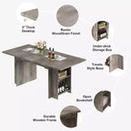 CuisinSmart Table de salle à manger de style rustique avec 4 étagères de rangement spacieuses, table de cuisine rectangulaire en bois rustique, pour 4 à 6 personnes