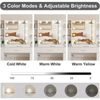 Coiffeuse avec miroir LED, 5 tiroirs coulissants et 6 étagères ouvertes, 3 modes d'éclairage couleur avec luminosité réglable, table de maquillage pour chambre à coucher
