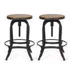 Tabourets de bar pivotants industriels sans dossier et réglables en bois de sapin Cedarville GDFStudio (lot de 2)