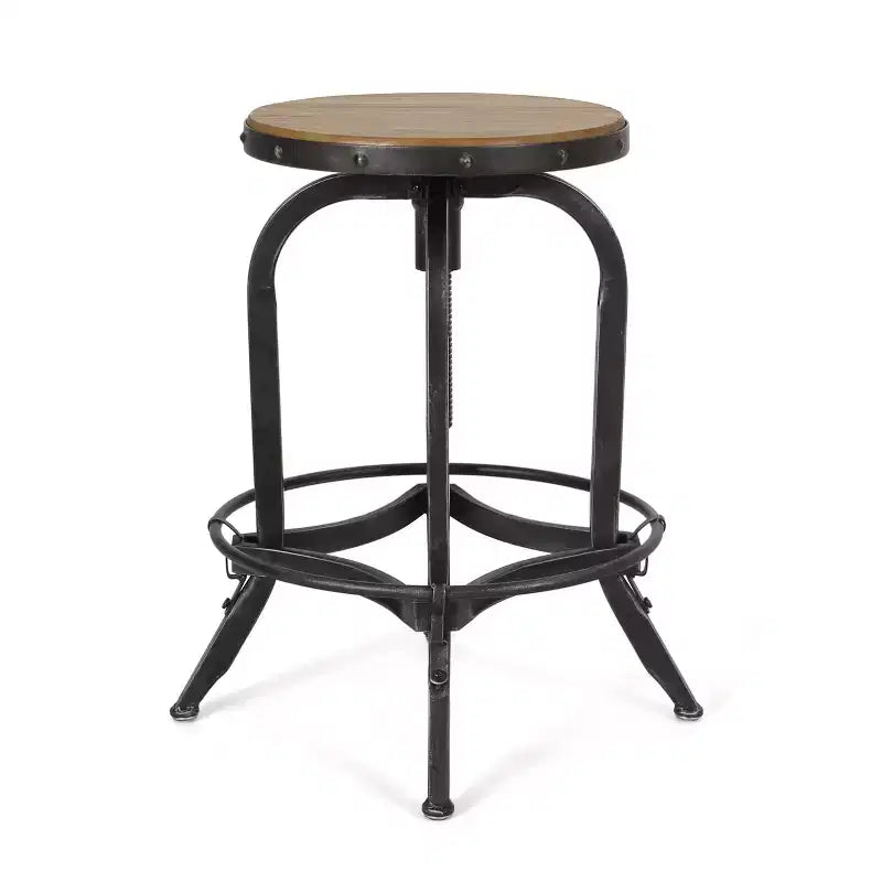 Tabourets de bar pivotants industriels sans dossier et réglables en bois de sapin Cedarville GDFStudio (lot de 2)