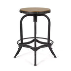 Tabourets de bar pivotants industriels sans dossier et réglables en bois de sapin Cedarville GDFStudio (lot de 2)
