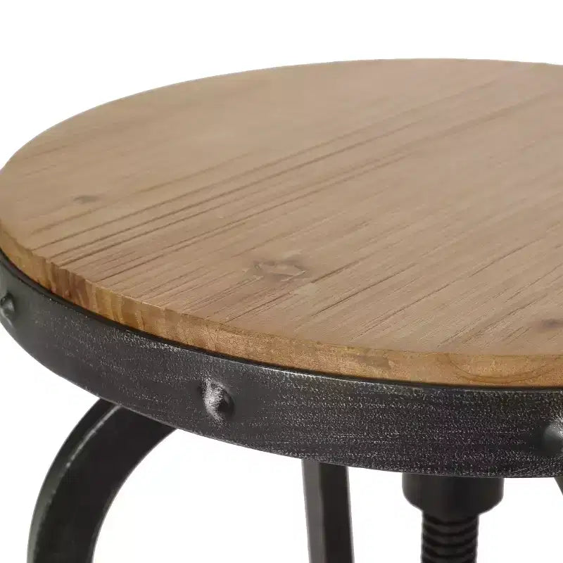 Tabourets de bar pivotants industriels sans dossier et réglables en bois de sapin Cedarville GDFStudio (lot de 2)