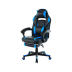 Chaise de gamer pivotante à 360° et réglable en hauteur avec repose-pieds rétractable et support lombaire ergonomique, en cuir PU, avec appui-tête pour le bureau
