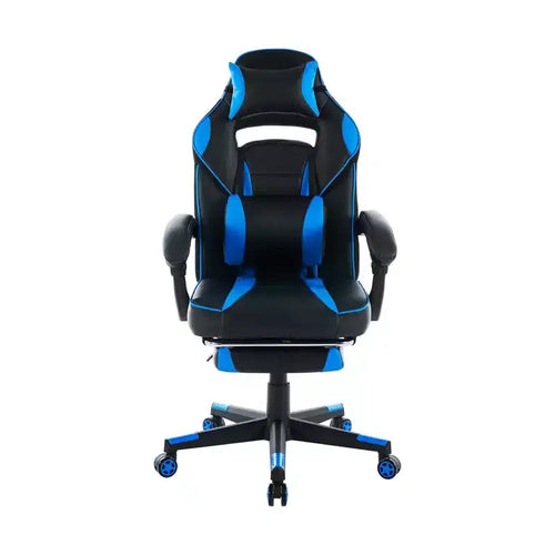 360 Swivel Height Adjustable Gaming Chair with Retractable Footrest & Ergonomic Lumbar High Back PU Leather Computer Chair with Headrest for Office
