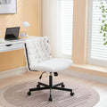 Rolling Desk Chair, Gray Fabric Criss Cross Chair, Swivel Home Office Chair with Wheels, Wide Seat Computer Task Chair, Height Adjustable Vanity Chair