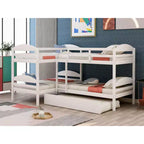 Twin L-Shaped Bunk bed with Trundle-White
