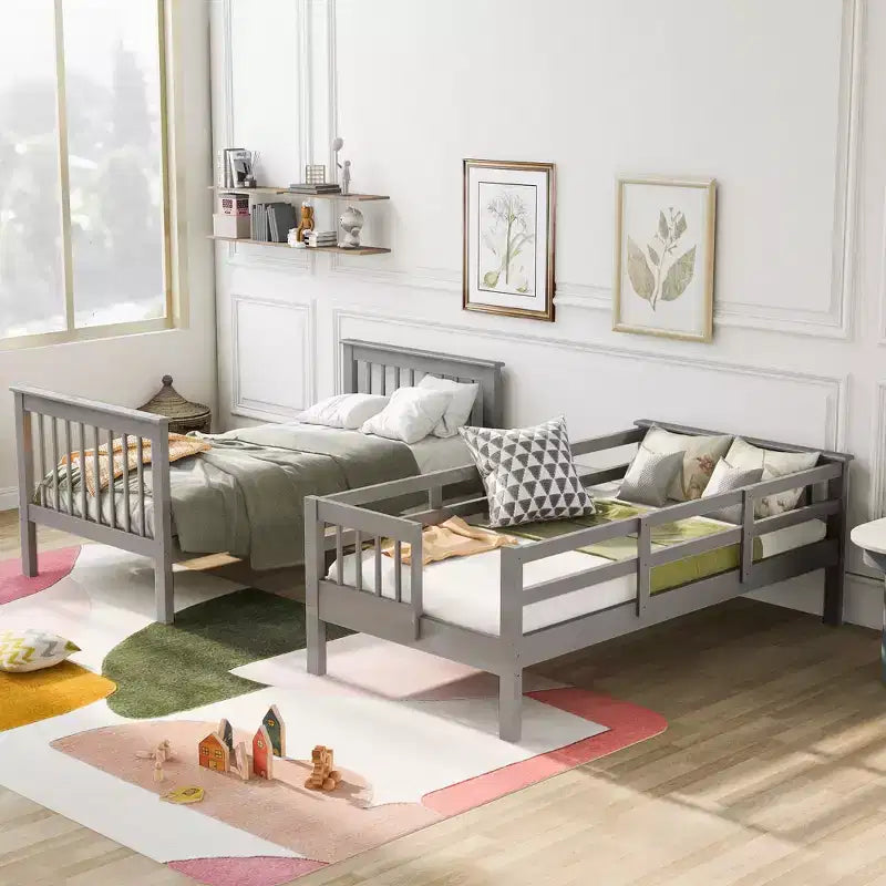 Lit superposé jumeau sur jumeau avec escalier, rangement et barrière de sécurité pour chambre à coucher, dortoir, couleur blanche