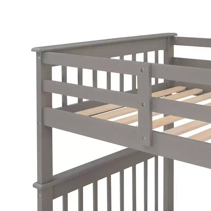 Lit superposé jumeau sur jumeau avec escalier, rangement et barrière de sécurité pour chambre à coucher, dortoir, couleur blanche