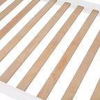 Lit superposé jumeau sur jumeau avec escalier, rangement et barrière de sécurité pour chambre à coucher, dortoir, couleur blanche