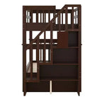 Lit superposé jumeau sur jumeau avec escalier, rangement et barrière de sécurité pour chambre à coucher, dortoir, couleur blanche