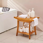 Banc de douche en teck VEVOR, 55,9 x 36,6 x 47 cm, tabouret de douche en bois étanche avec étagère de rangement, capacité de charge maximale de 136 kg, teck naturel