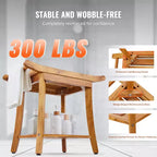 Banc de douche en teck VEVOR, 55,9 x 36,6 x 47 cm, tabouret de douche en bois étanche avec étagère de rangement, capacité de charge maximale de 136 kg, teck naturel