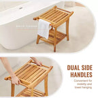 Banc de douche en teck VEVOR, 55,9 x 36,6 x 47 cm, tabouret de douche en bois étanche avec étagère de rangement, capacité de charge maximale de 136 kg, teck naturel