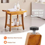 Banc de douche en teck VEVOR, 55,9 x 36,6 x 47 cm, tabouret de douche en bois étanche avec étagère de rangement, capacité de charge maximale de 136 kg, teck naturel