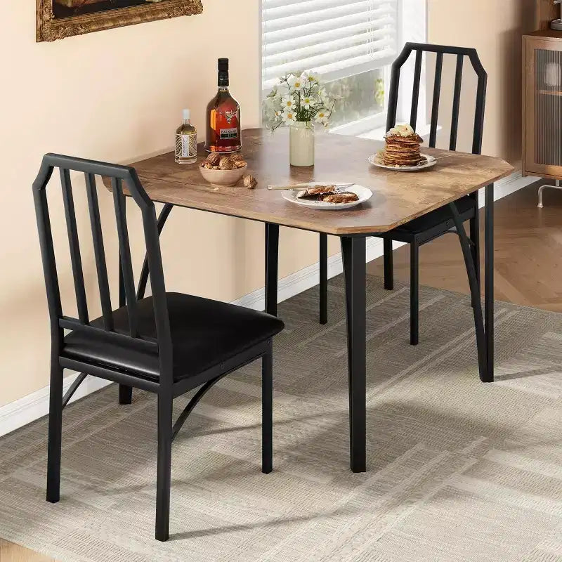 Ensemble de table à manger CuisinSmart, avec design à chanfrein, table de cuisine 3/5 pièces avec sièges rembourrés