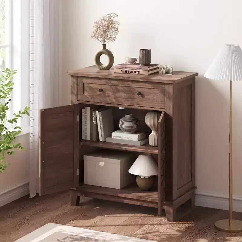 31.5 Armoire de buffet, Meuble de rangement rustique avec étagère réglable, Console d'entrée, Meuble de bar à café pour la cuisine