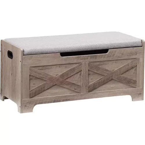 Acekool Storage Bench with Lift Top - Rustic Wood Entryway Seat & Organizer